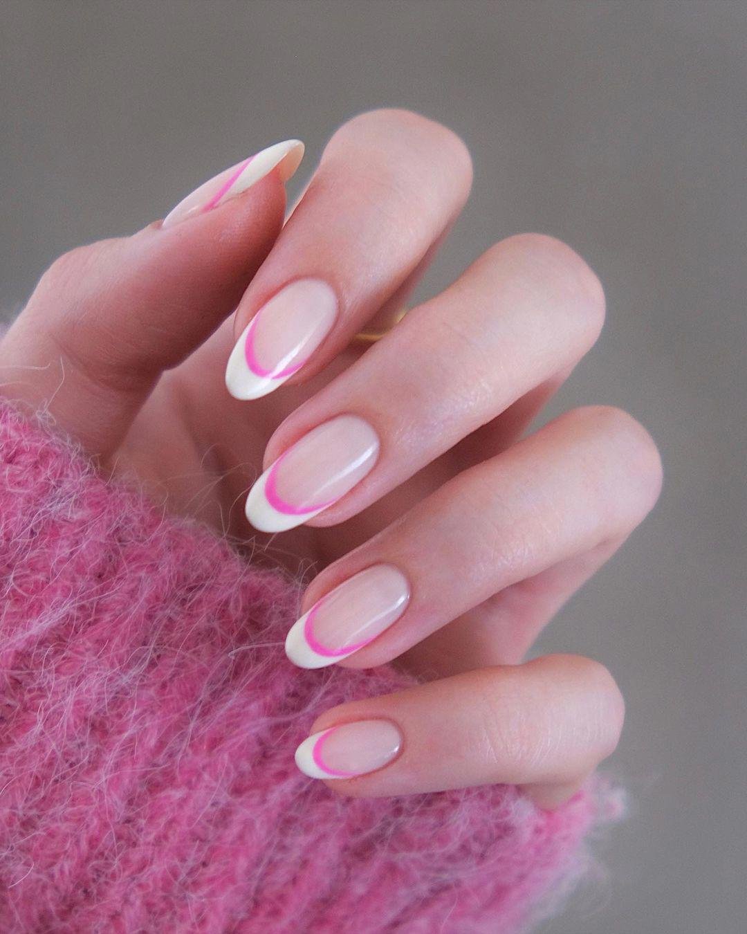 winter pink nails