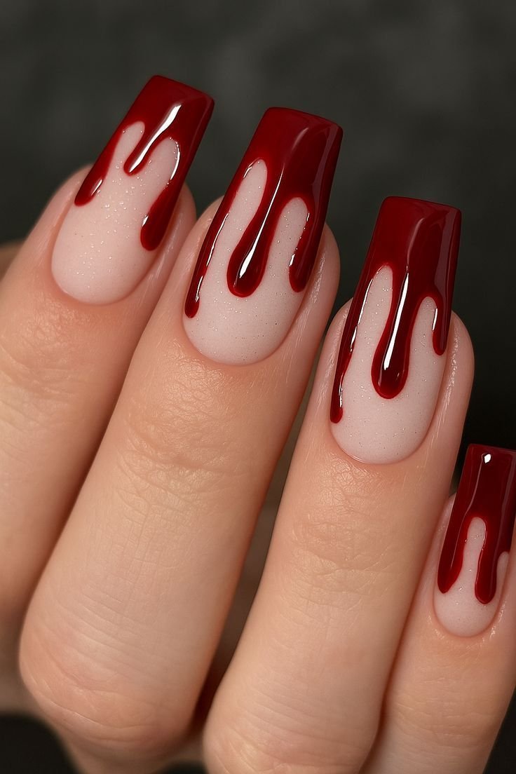 red halloween nails