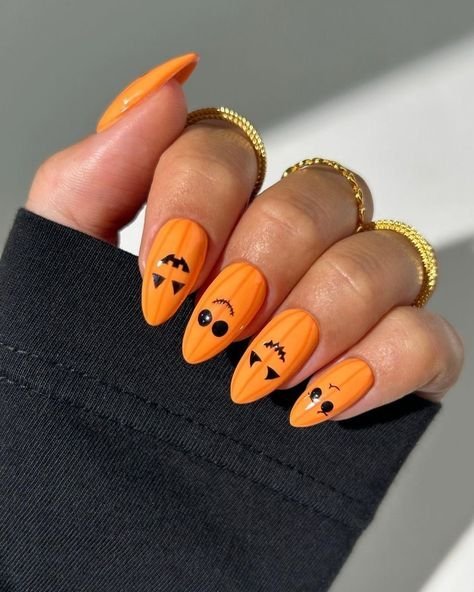 orange halloween nails