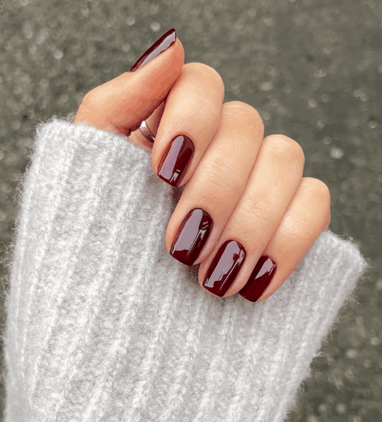 burgundy fall nails