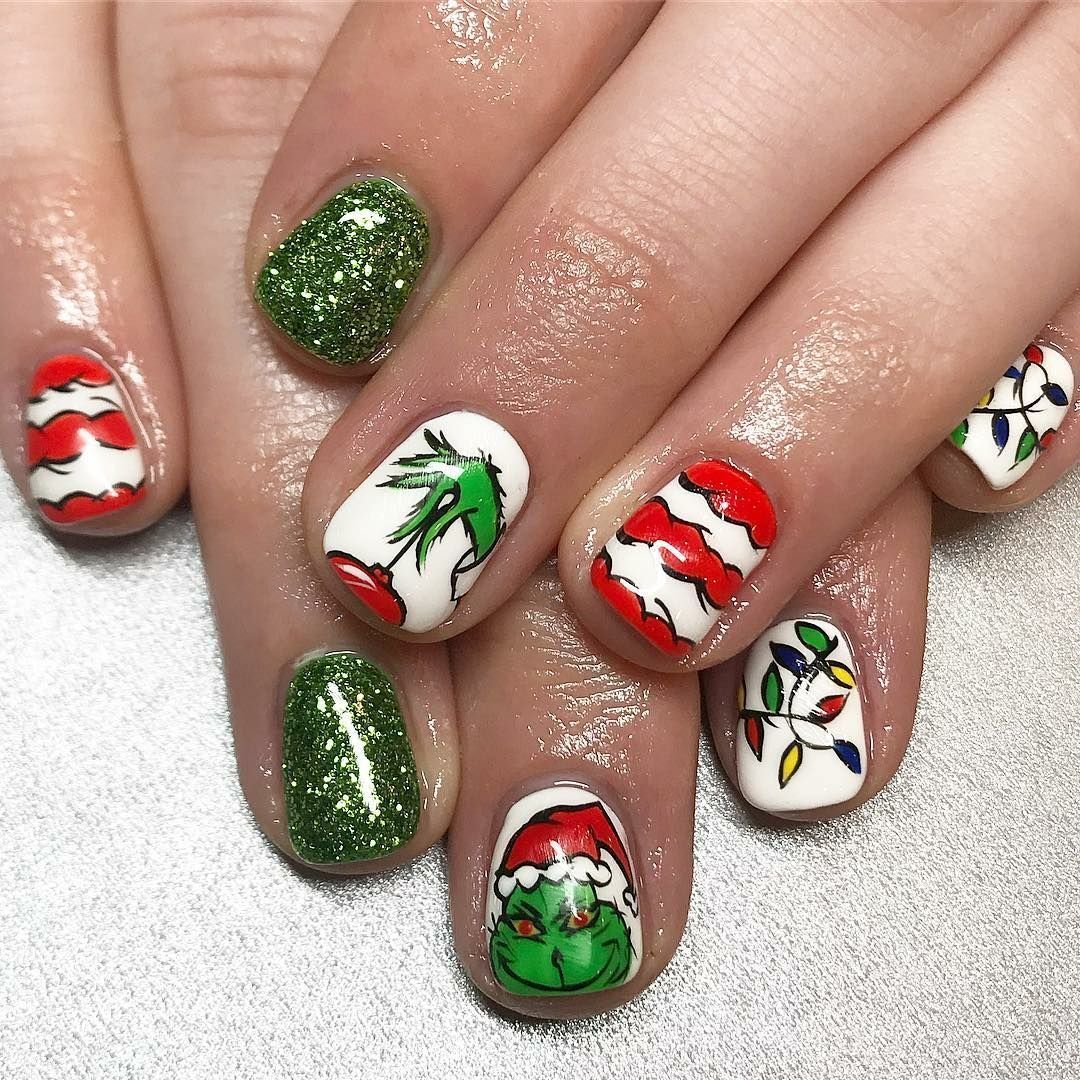 grinchinspired christmas nails