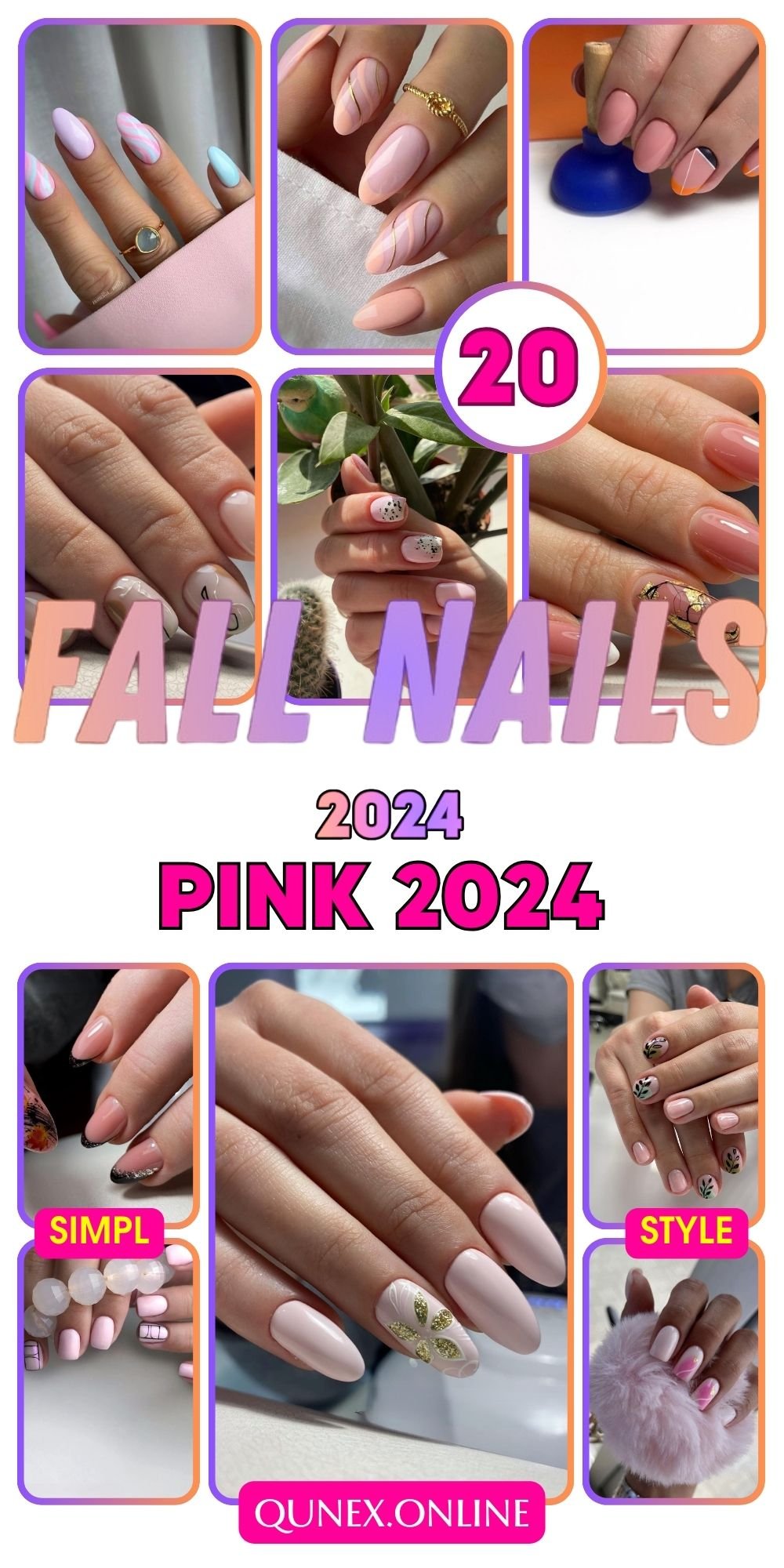 fall pink nails
